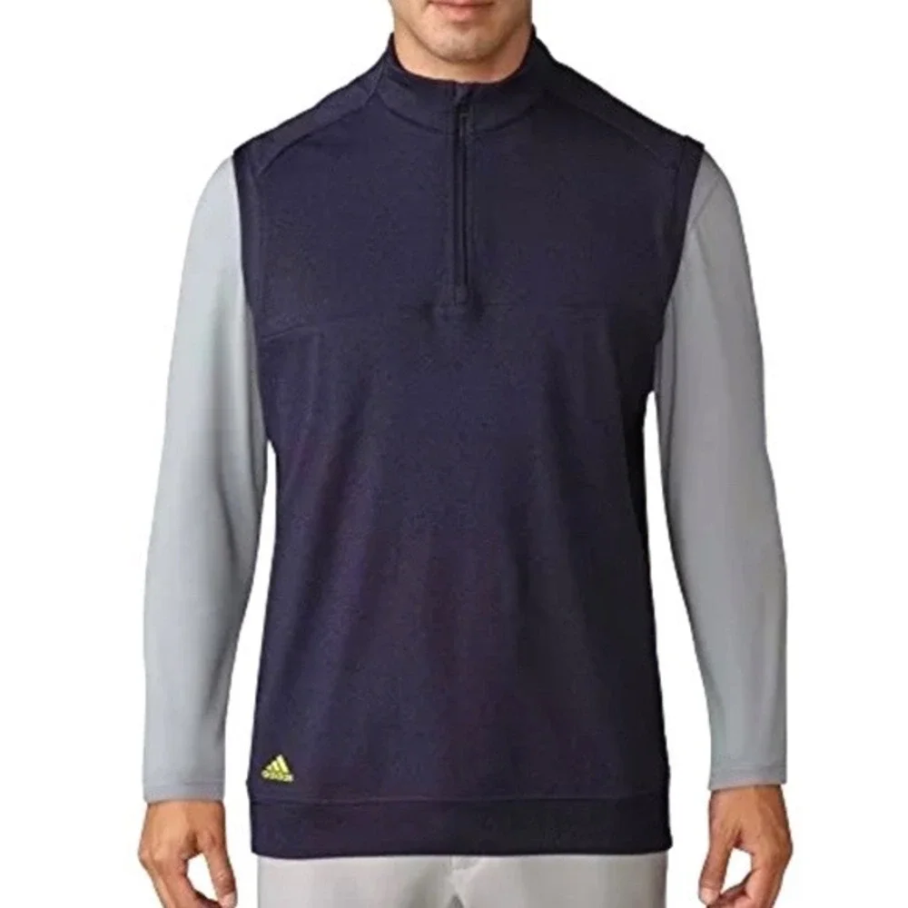 Adidas Golf Pullover Vest Mens L‎ Quarter Zip Performance Layer Navy Blue Large